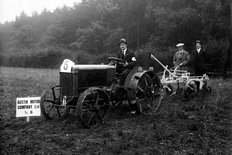 Austin tractor and plough 1920s
