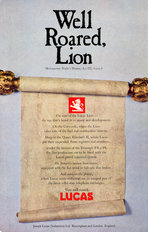 Lucas Advertisement Well Roared Lion 1969